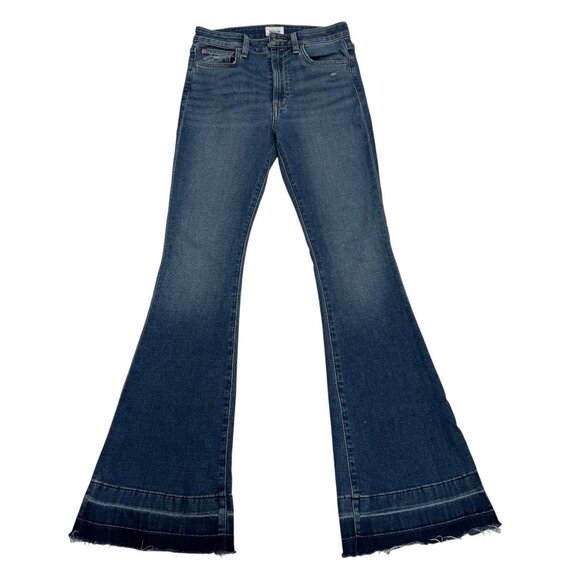EUC Hudson Jeans Heidi Flare Distressed Hem Women’s Size 26 Blue Denim - Picture 1 of 7